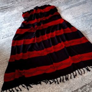 Black and red patterned scarf